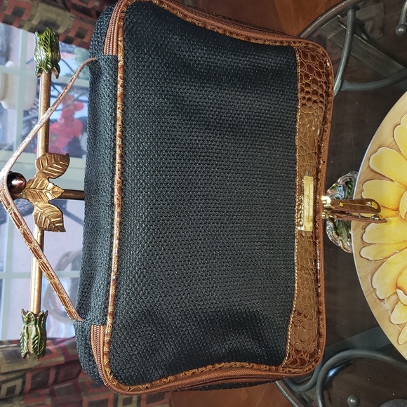 💘🖤💘 SAMANTHA BROWN CROC DOWEL EMBOSSED JEWELRY ORGANIZER TRAVEL CASE BAG - Picture 1 of 14